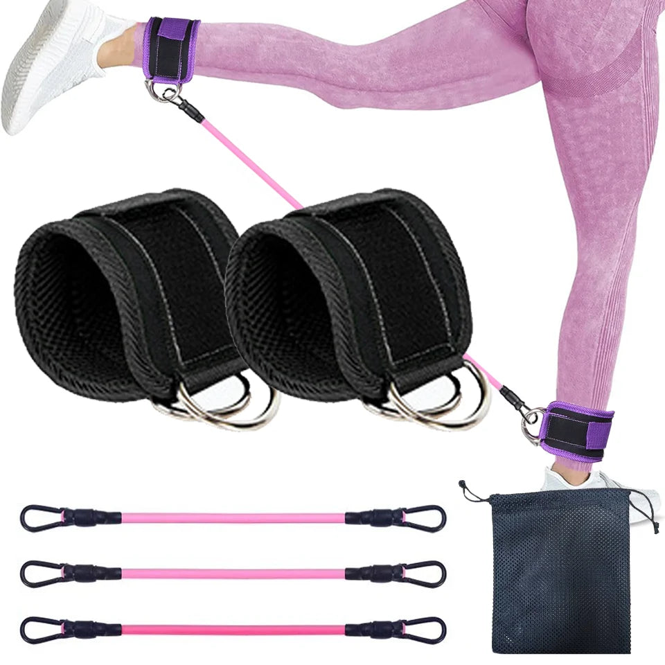LOOGDEEL-Puños de tobillo con soporte de anillo en D, bandas de resistencia, correas de tobillo, Fitness, Yoga, extensión de fuerza de piernas, protector de gimnasio Unisex