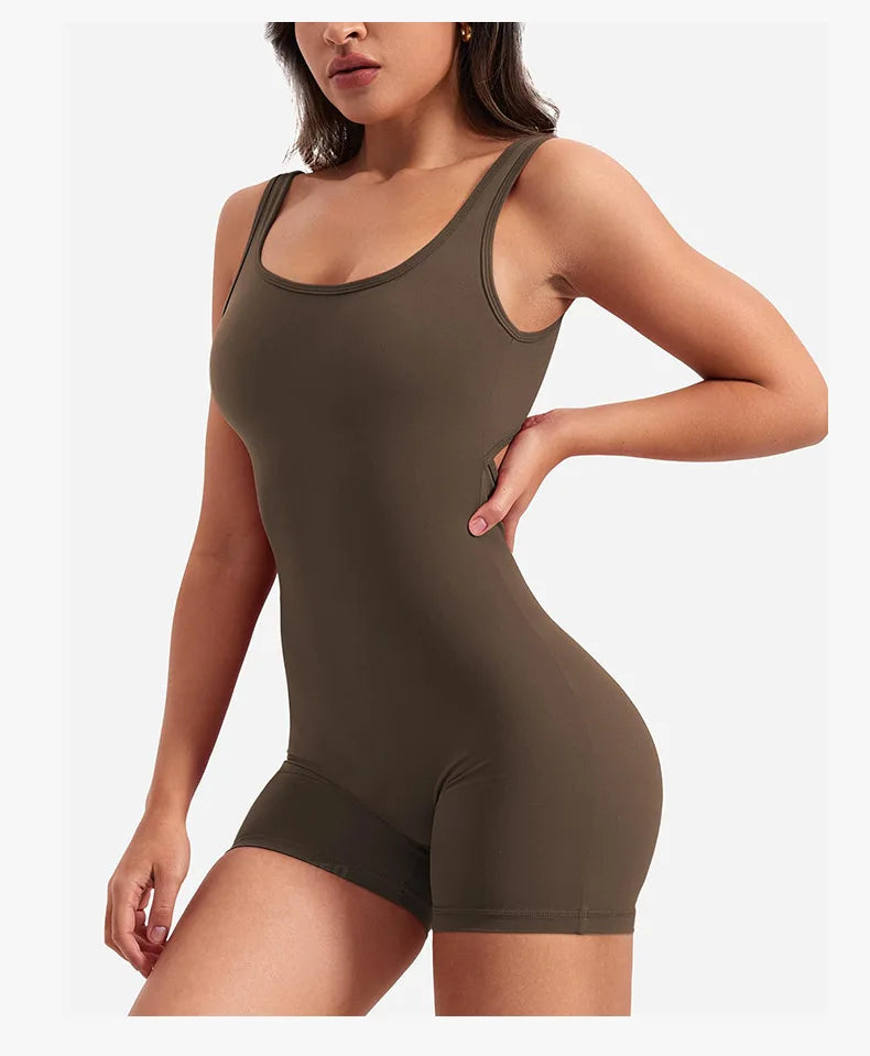Ropa de gimnasio para Mujer, peleles sexys ajustados con cuello cuadrado y espalda descubierta