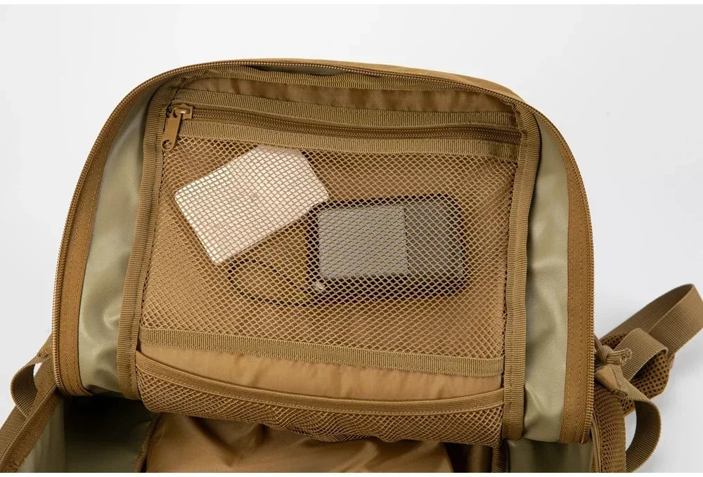 Mochilas tácticas de gimnasio de 25L para hombres, mochila Molle con corte láser de supervivencia, bolsa pequeña para insectos, mochila de caza con portavasos duales