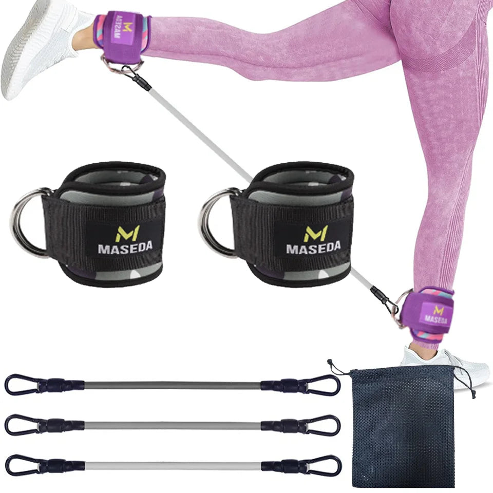 LOOGDEEL-Puños de tobillo con soporte de anillo en D, bandas de resistencia, correas de tobillo, Fitness, Yoga, extensión de fuerza de piernas, protector de gimnasio Unisex