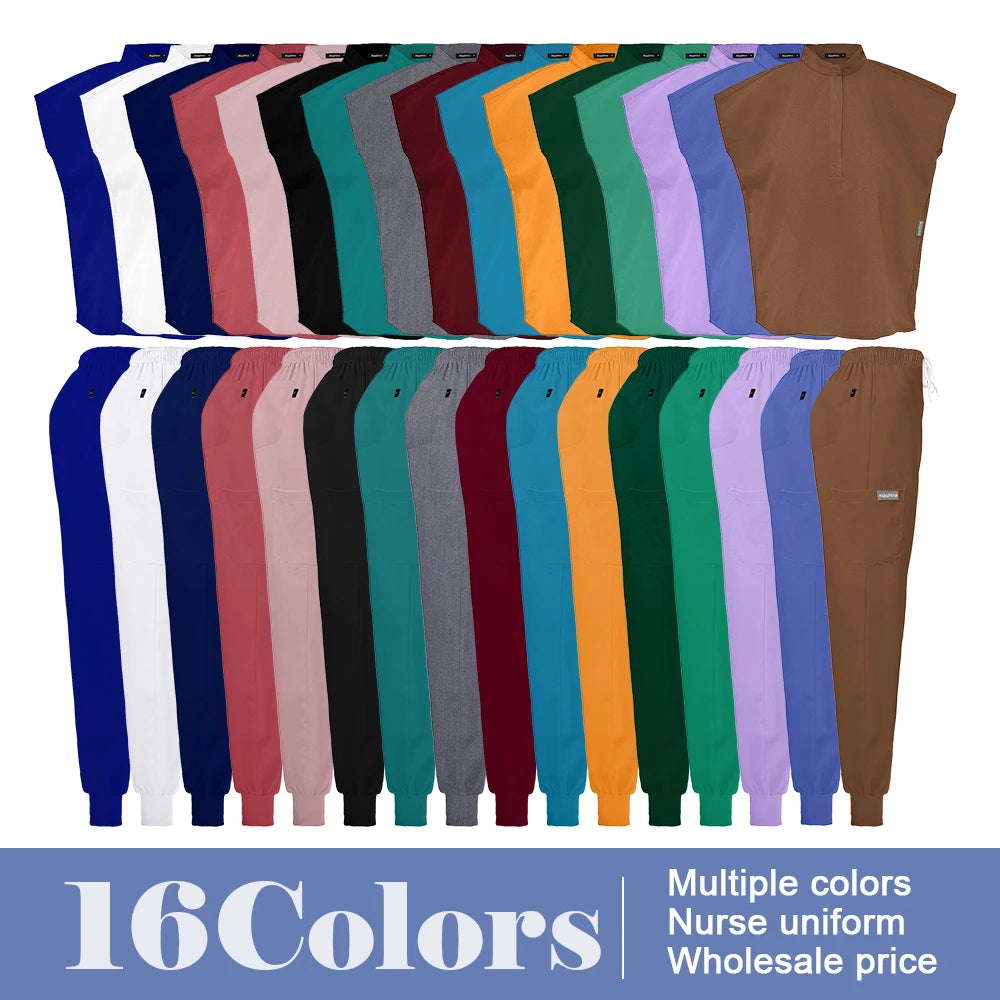 Conjuntos de uniformes médicos para enfermería, ropa de trabajo para Hospital, batas quirúrgicas de Color sólido, Top exfoliante transpirable, pantalones para correr, traje