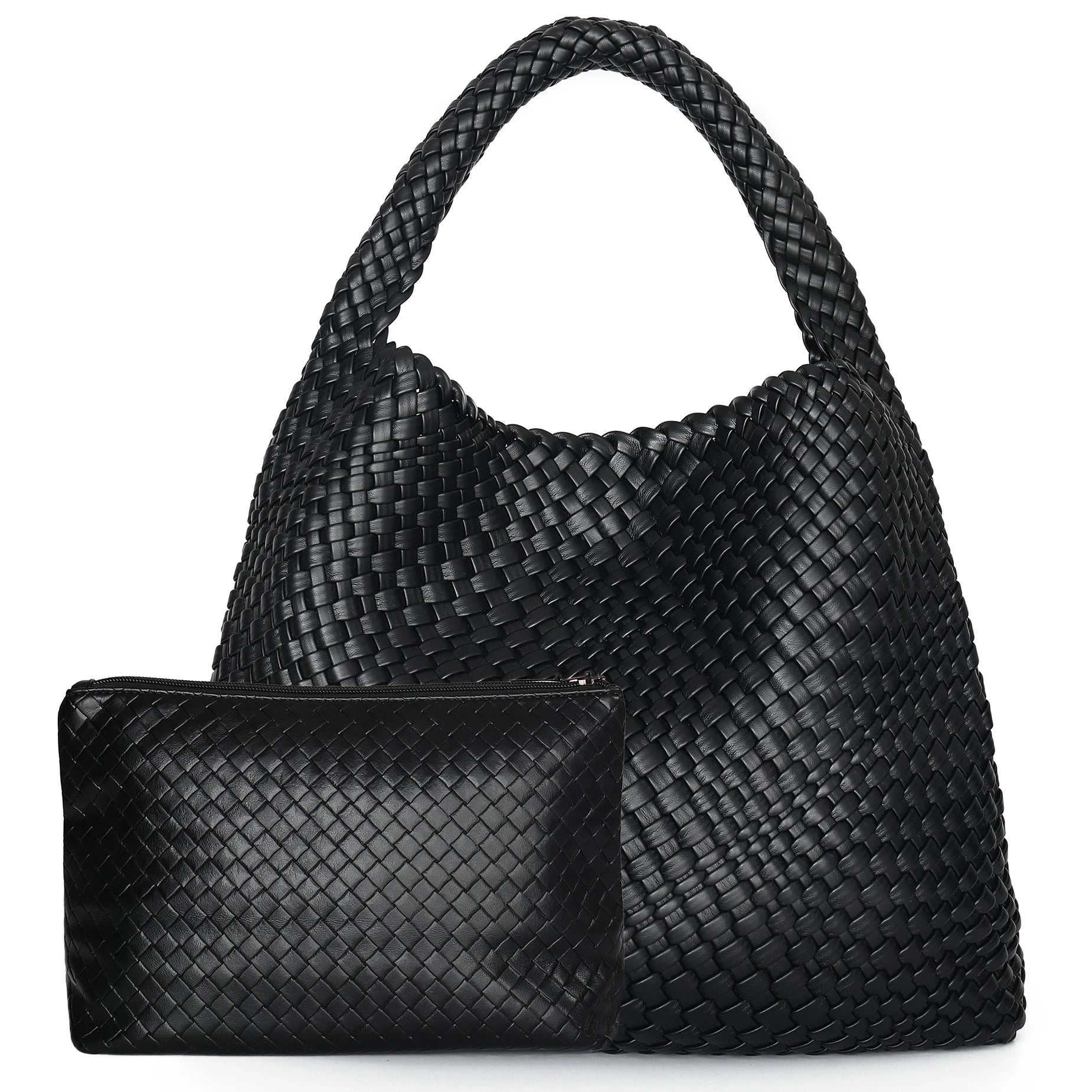 Bolso de mano tejido para mujer, bolso grande tejido, bandolera de cuero suave, bolso de trabajo, comprador, bolso de viaje de playa de verano con monedero