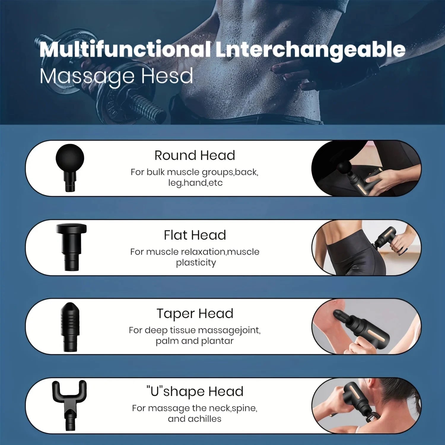 Pistola de masaje de percusión eléctrica, masajeador corporal de tejido profundo para cuello, espalda y hombros, herramienta de relajación muscular para Fitness