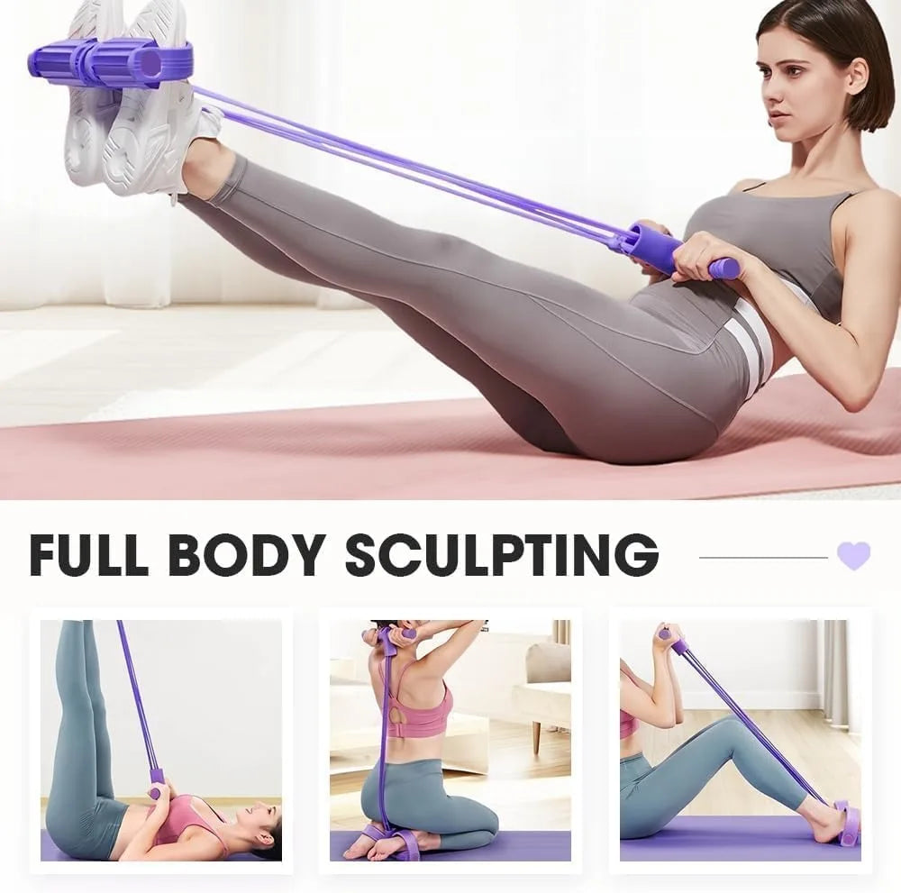 Tirador de Pedal de Yoga elástico de 6 tubos, banda de resistencia, cuerda de tensión multifunción, bandas de Fitness, elástico de 6 tubos para Abdomen, cintura y brazo