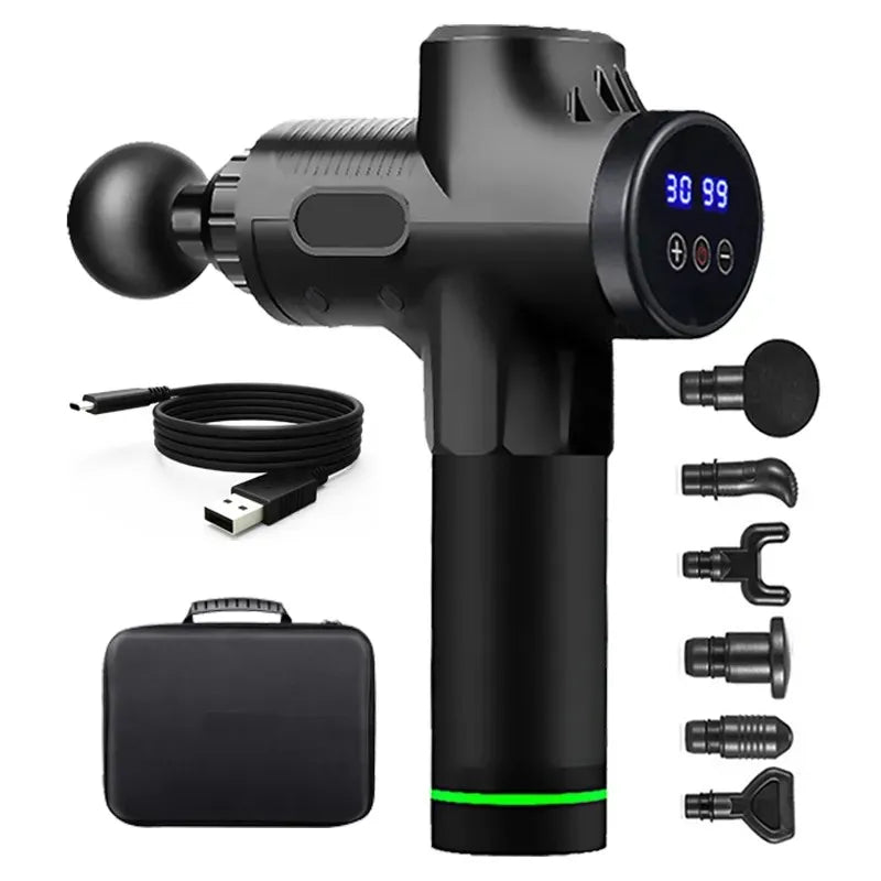 Pistola de masaje de percusión eléctrica, masajeador corporal de tejido profundo para cuello, espalda y hombros, herramienta de relajación muscular para Fitness