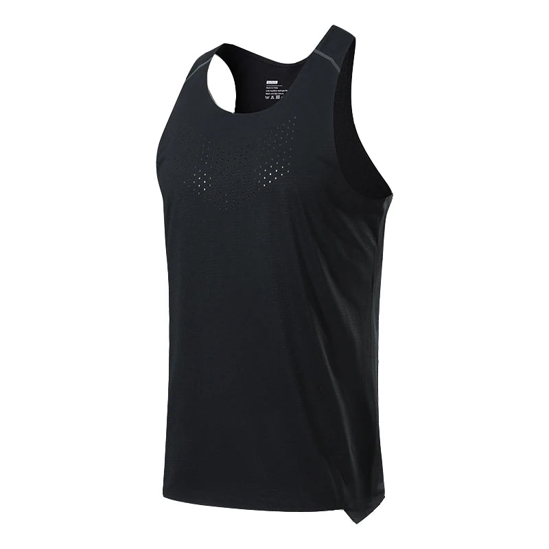 Playera deportiva de secado rápido para hombre, sin mangas de malla elástica