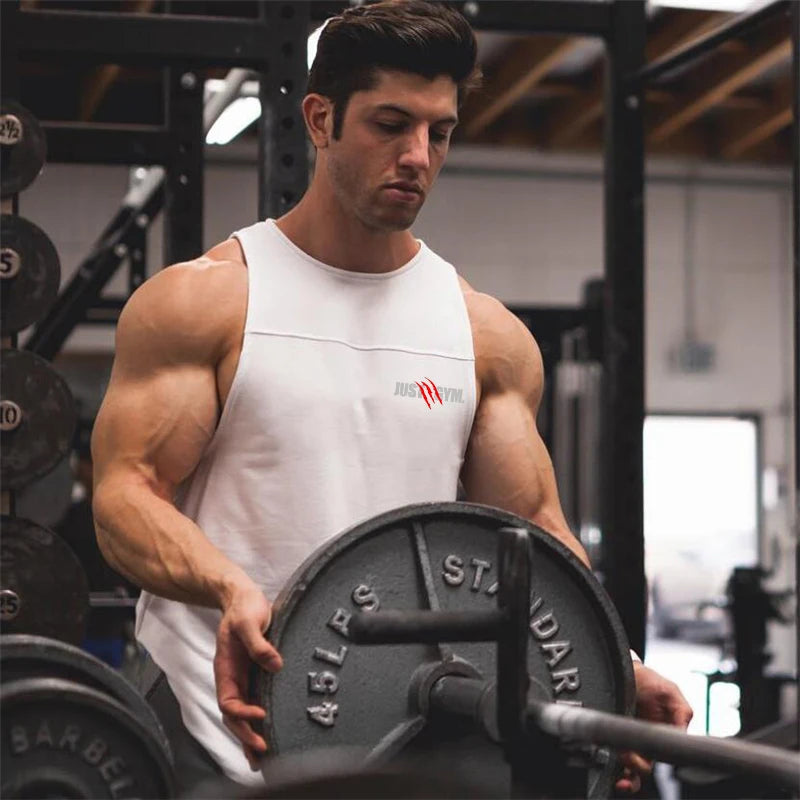 Playera  hombre, sin mangas holgadas informales de algodón GYM
