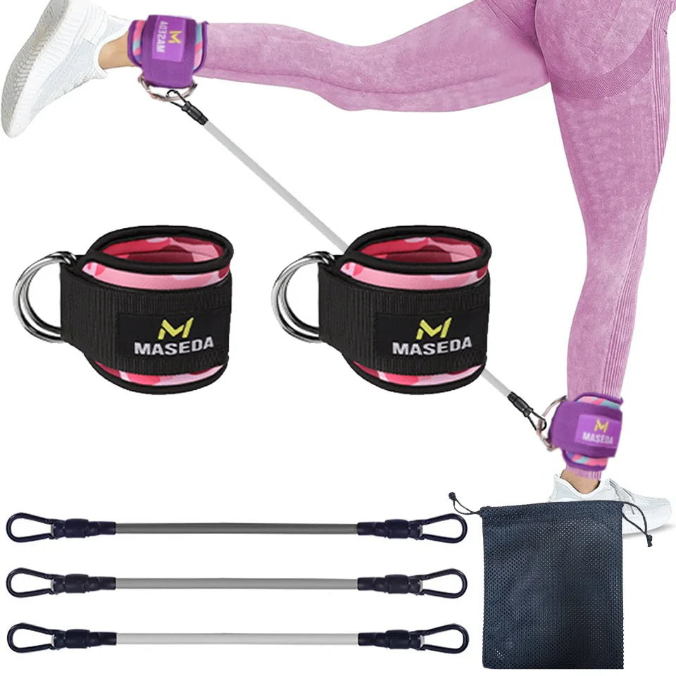LOOGDEEL-Puños de tobillo con soporte de anillo en D, bandas de resistencia, correas de tobillo, Fitness, Yoga, extensión de fuerza de piernas, protector de gimnasio Unisex