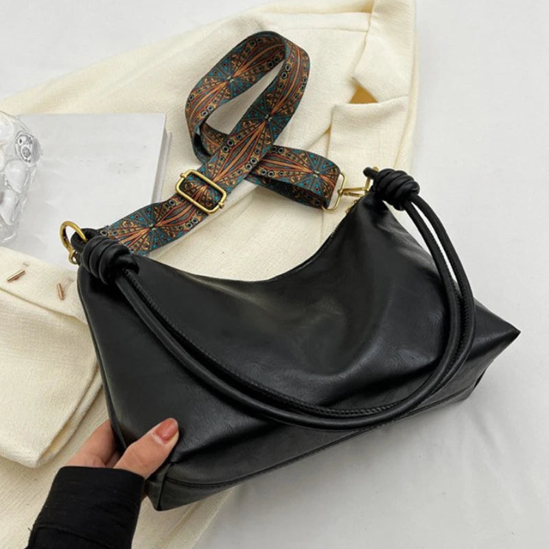 Nuevo bolso de mujer a la moda, textura de cuero suave de alta gama, bolso de un solo hombro, bolso cruzado para mujer, hombro ancho geométrico