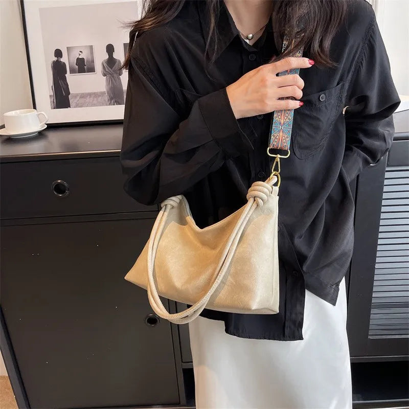Nuevo bolso de mujer a la moda, textura de cuero suave de alta gama, bolso de un solo hombro, bolso cruzado para mujer, hombro ancho geométrico