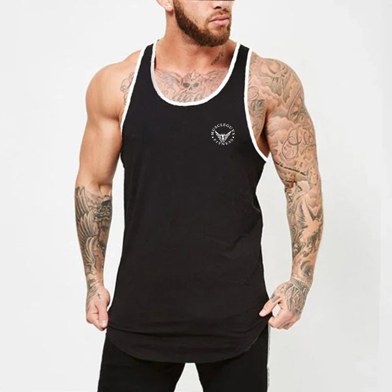 Camiseta deportiva para culturismo y gimnasio, chaleco muscular para entrenamiento, camiseta sin mangas transpirable de algodón para Fitness, camisetas sin mangas de entrenamiento para hombre