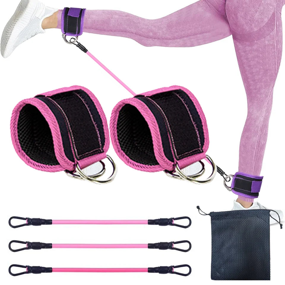 LOOGDEEL-Puños de tobillo con soporte de anillo en D, bandas de resistencia, correas de tobillo, Fitness, Yoga, extensión de fuerza de piernas, protector de gimnasio Unisex
