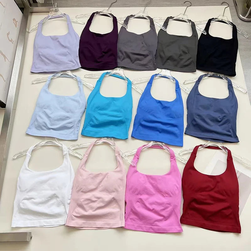Chaleco de Yoga Halter, deportes para correr a prueba de golpes, ropa interior deportiva de alta resistencia, Fitness, tirantes de Pilates, espalda bonita, otoño