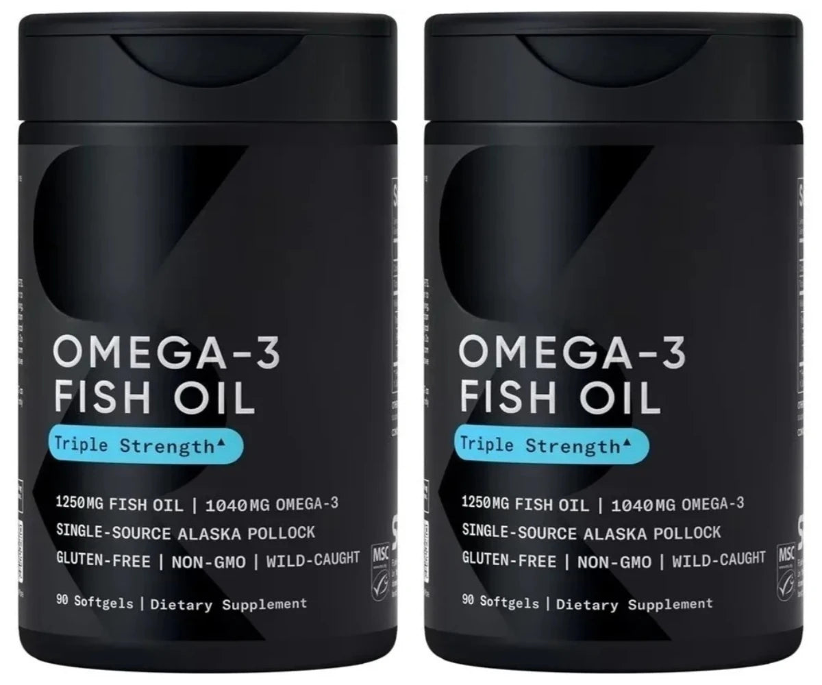 Cápsulas de Aceite de Pescado Omega-3 con Extracto de Abadejo Silvestre de Alaska, Suplemento Nutricional Diario, Apoyo para la Salud, 90 Cápsulas por Botella