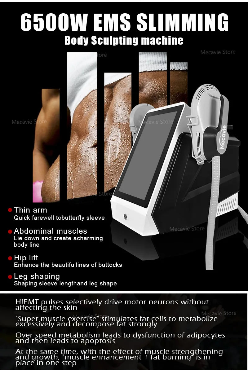 2026 Tecnología RF Estimulación muscular Reducción de grasa Equipo de belleza para adelgazar de cuerpo de alta intensidad 6500W