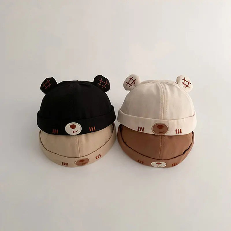 Lindo oso bebé sombrero sin ala Color sólido infantil niño niña cordón Docker gorra Primavera Verano niños pequeños propietario melón gorras