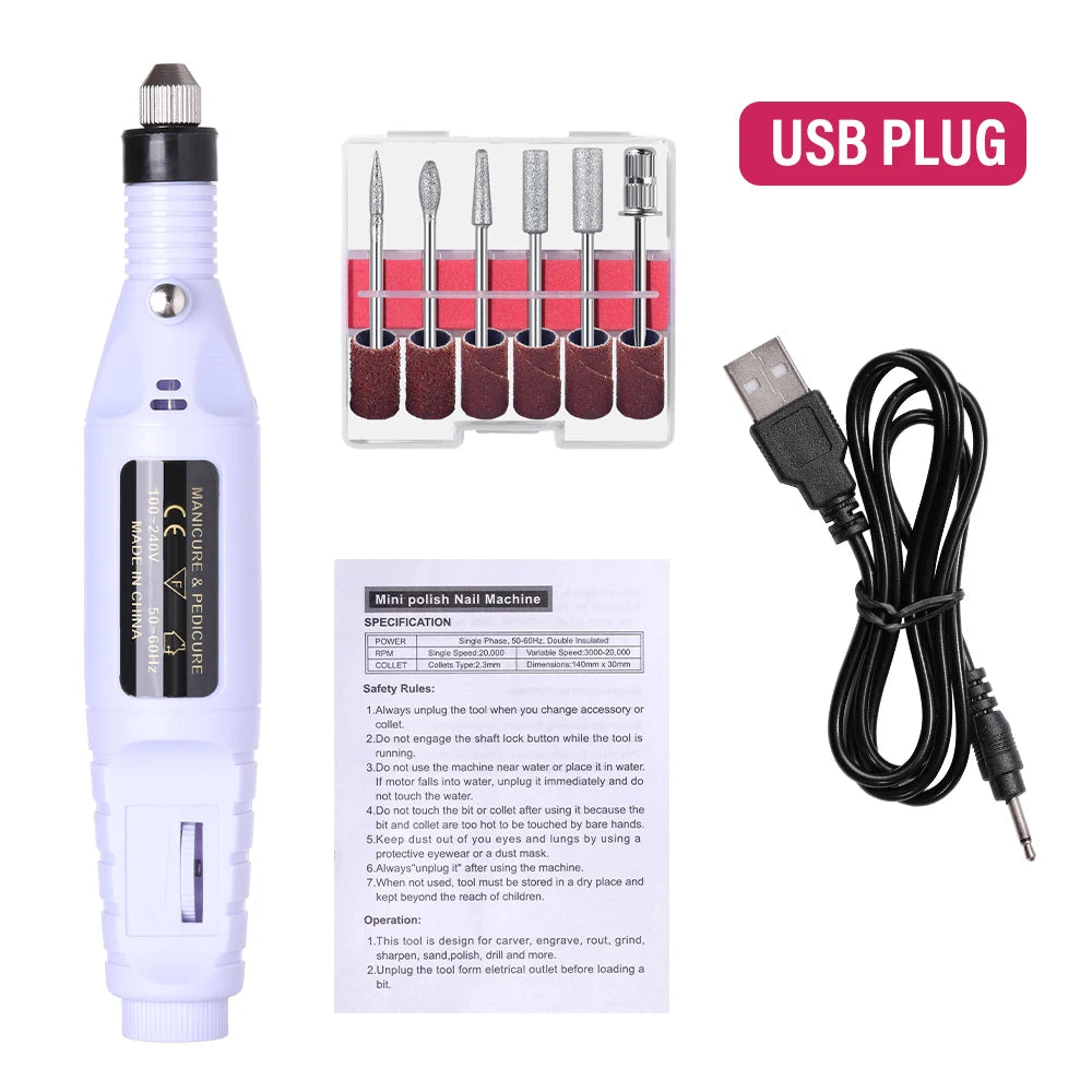 LULAA-taladro eléctrico para uñas, equipo de pulido de pedicura, molino para manicura, herramienta profesional de pulido de uñas fuerte