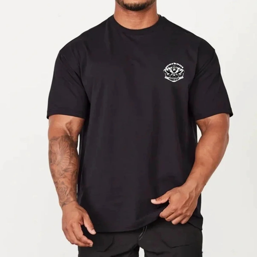 Camiseta deportiva para gimnasio, camiseta de manga corta de algodón para hombre, camiseta de culturismo para entrenamiento