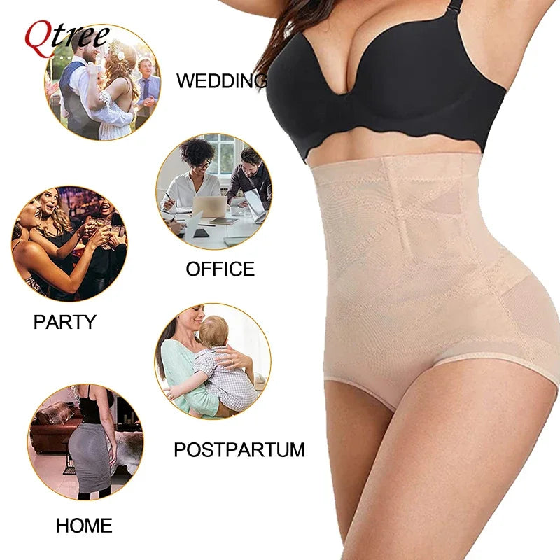 Qtree ropa moldeadora de talla grande para mujer, bragas de Control de barriga, levantamiento de glúteos, entrenador de cintura, moldeador de cuerpo, ropa interior de vientre sin costuras