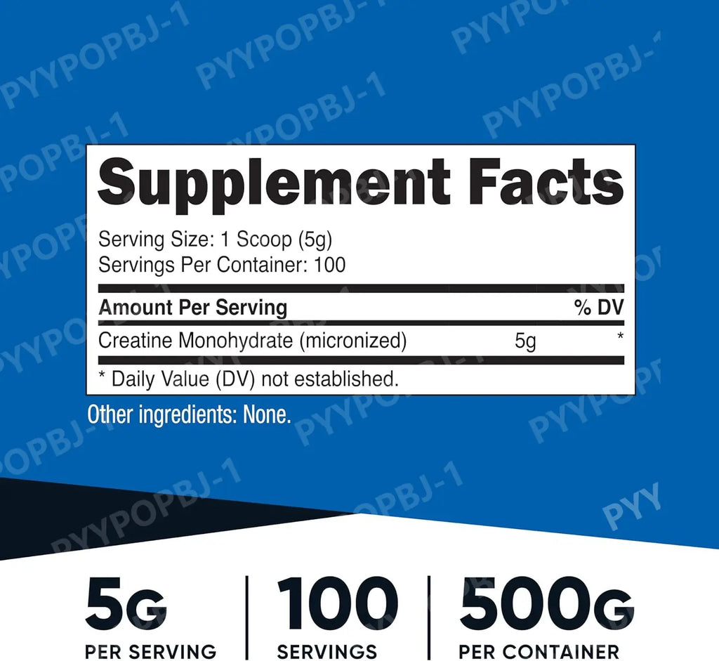 Creatina Monohidrato en Polvo Micronizado 500G 5000mg por Porción 5g 100 Porciones 17.9 Oz