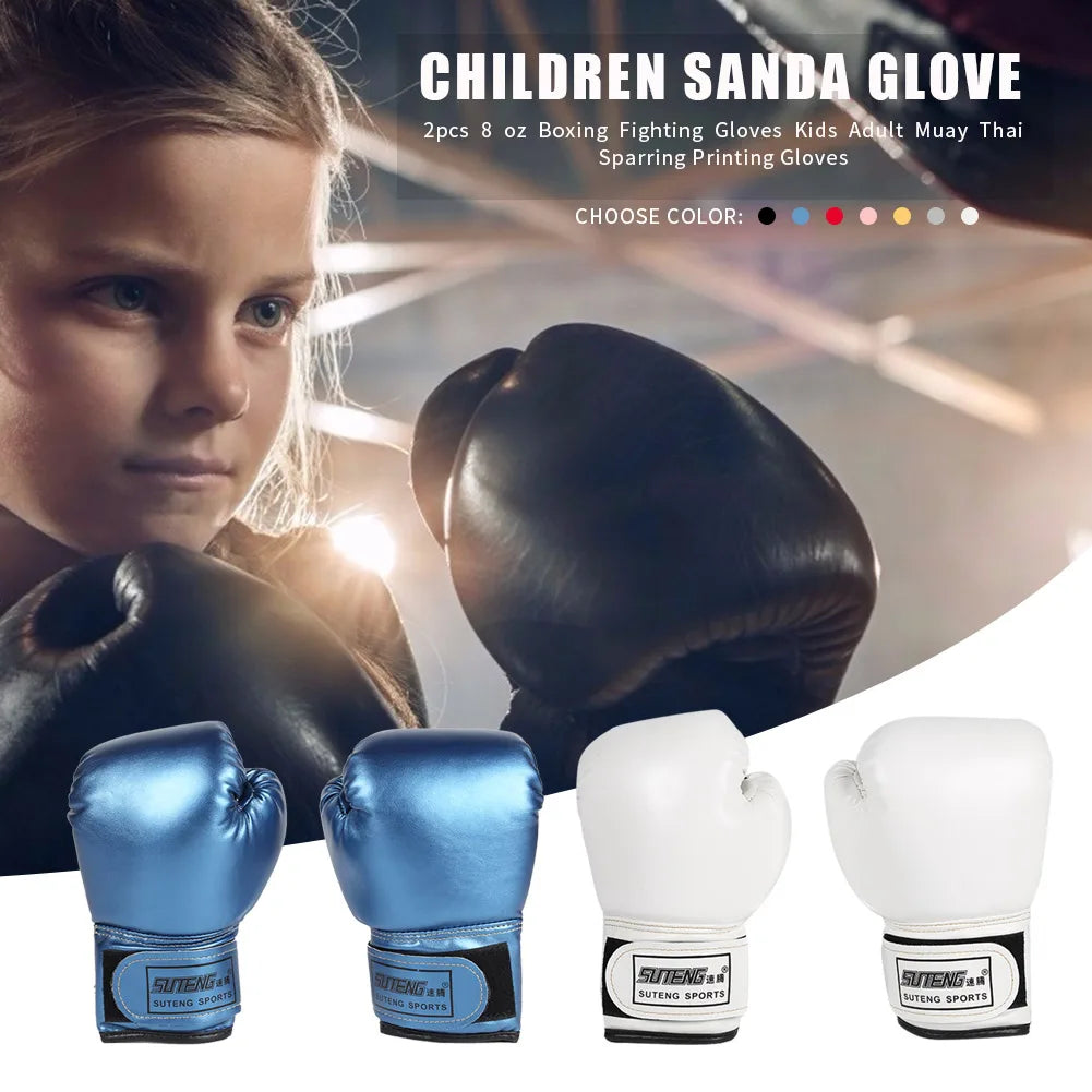 Guantes de boxeo para niños, manoplas de entrenamiento de golpeo, Kickboxing, Lucha, Fitness, Protector de mano para golpear, Azul, Negro, Rojo, 2 piezas