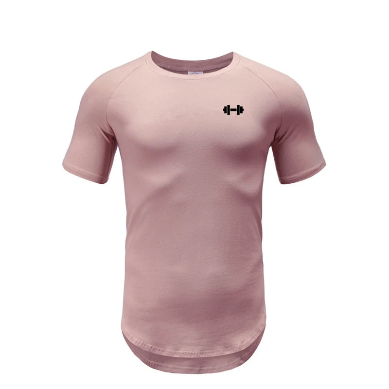 Ropa deportiva para gimnasio, culturismo, entrenamiento muscular, pantalón corto informal para hombre, ropa de algodón de manga, camisetas ajustadas transpirables para Fitness de verano