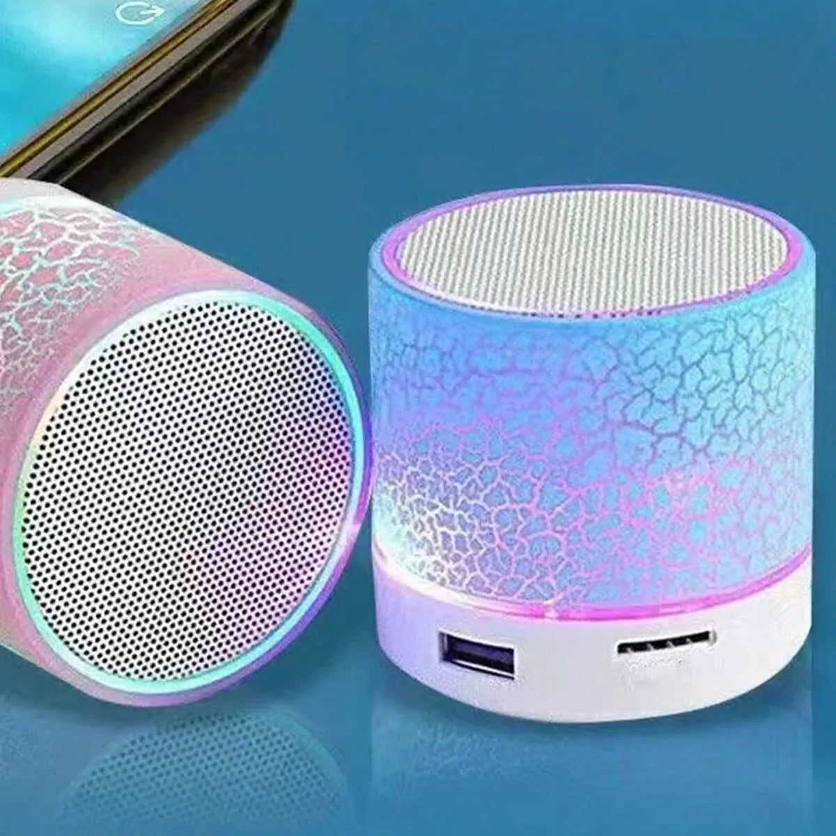 Mini altavoz inalámbrico, subwoofer, Dazzle Crackle Mini altavoz inalámbrico con luz de 7