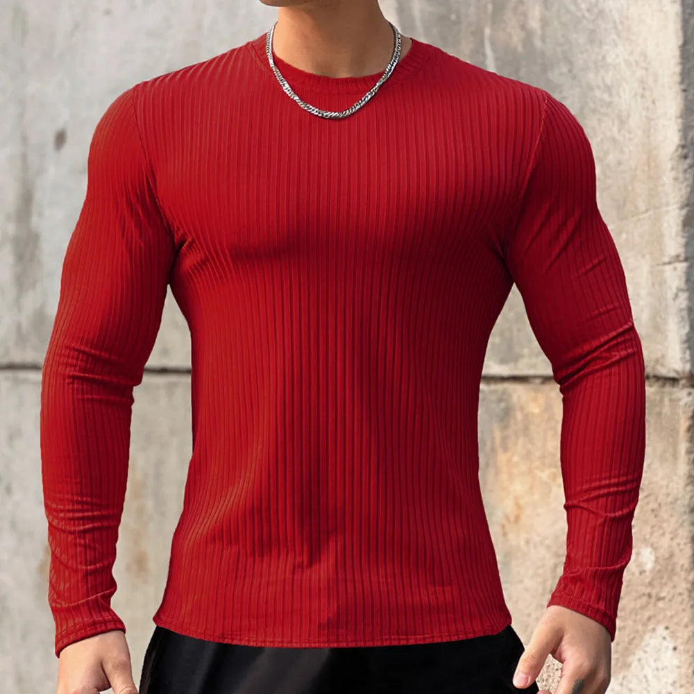 Camiseta deportiva para gimnasio para hombre, camisa ajustada informal de manga larga, camisetas de culturismo para hombre, Tops para correr, deportes, ropa de entrenamiento de secado rápido