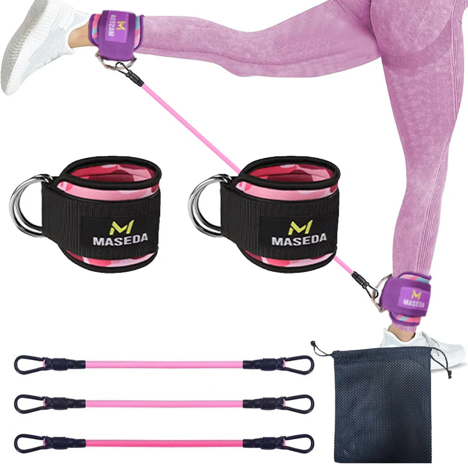 LOOGDEEL-Puños de tobillo con soporte de anillo en D, bandas de resistencia, correas de tobillo, Fitness, Yoga, extensión de fuerza de piernas, protector de gimnasio Unisex
