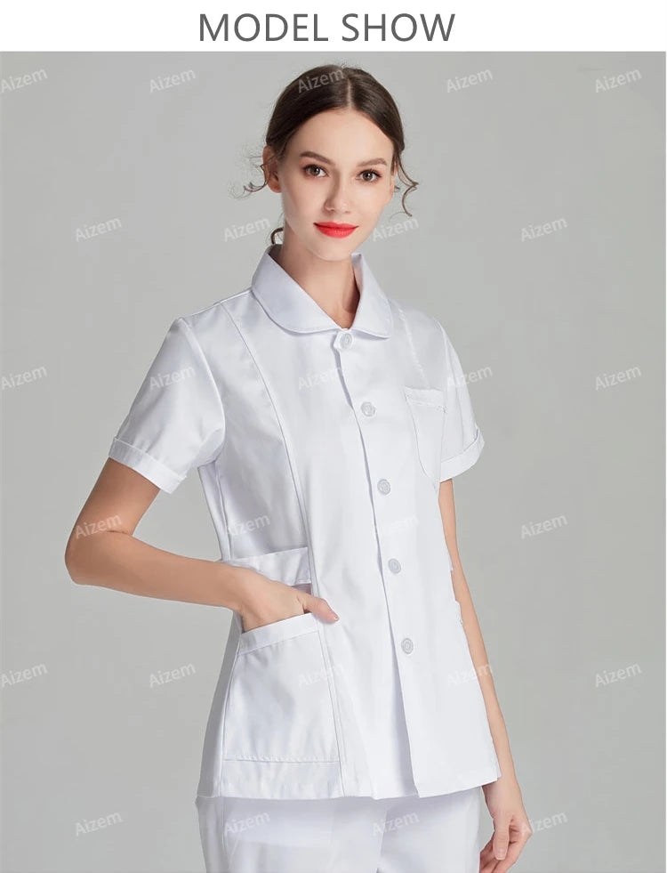 Uniformes de enfermera de manga larga azul, bata de laboratorio, uniforme de médico para mujer, prendas de vestir, ropa médica, ropa de trabajo de salón de belleza
