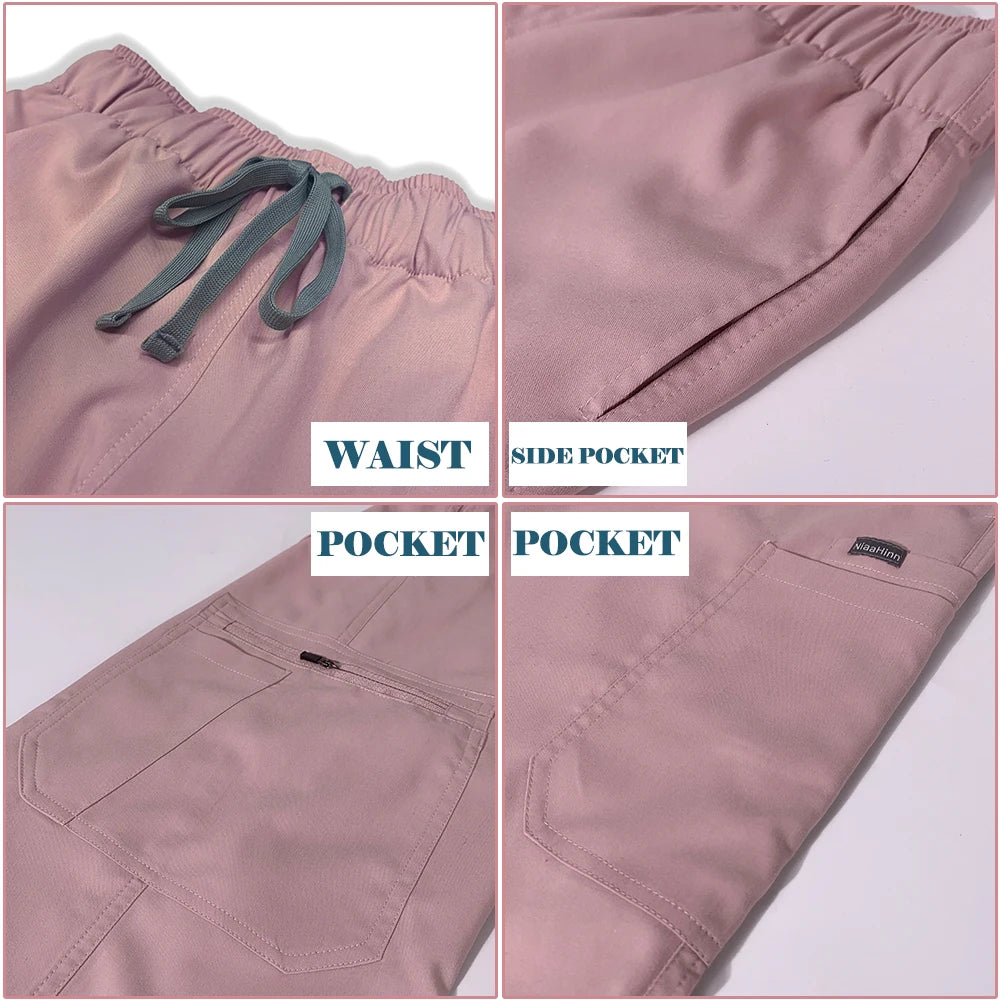 Conjunto de ropa de trabajo clínica para mujer, uniforme de enfermera y enfermería, uniformes médicos, conjunto de exfoliantes, pantalones superiores para escuelas de belleza para mascotas, gris y negro