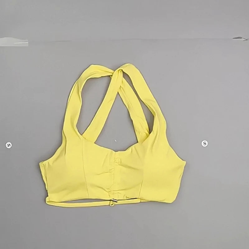 Ropa de entrenamiento para mujer, ropa de gimnasio, Top corto, sujetadores deportivos, pantalones de Yoga con espalda en V, medias de entrenamiento