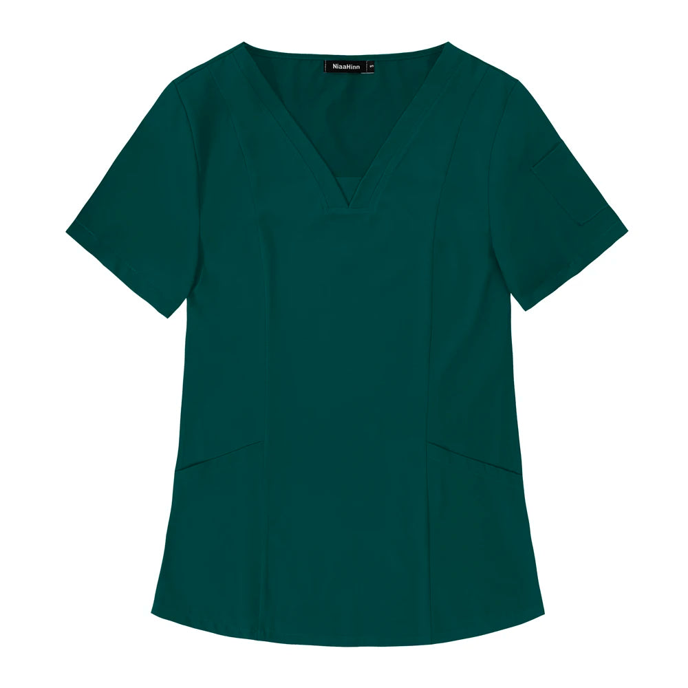 Nueva ropa de trabajo médico, blusa quirúrgica de Hospital, uniformes para enfermería, salón de belleza, camisa de manga corta para mujer, precio al por mayor