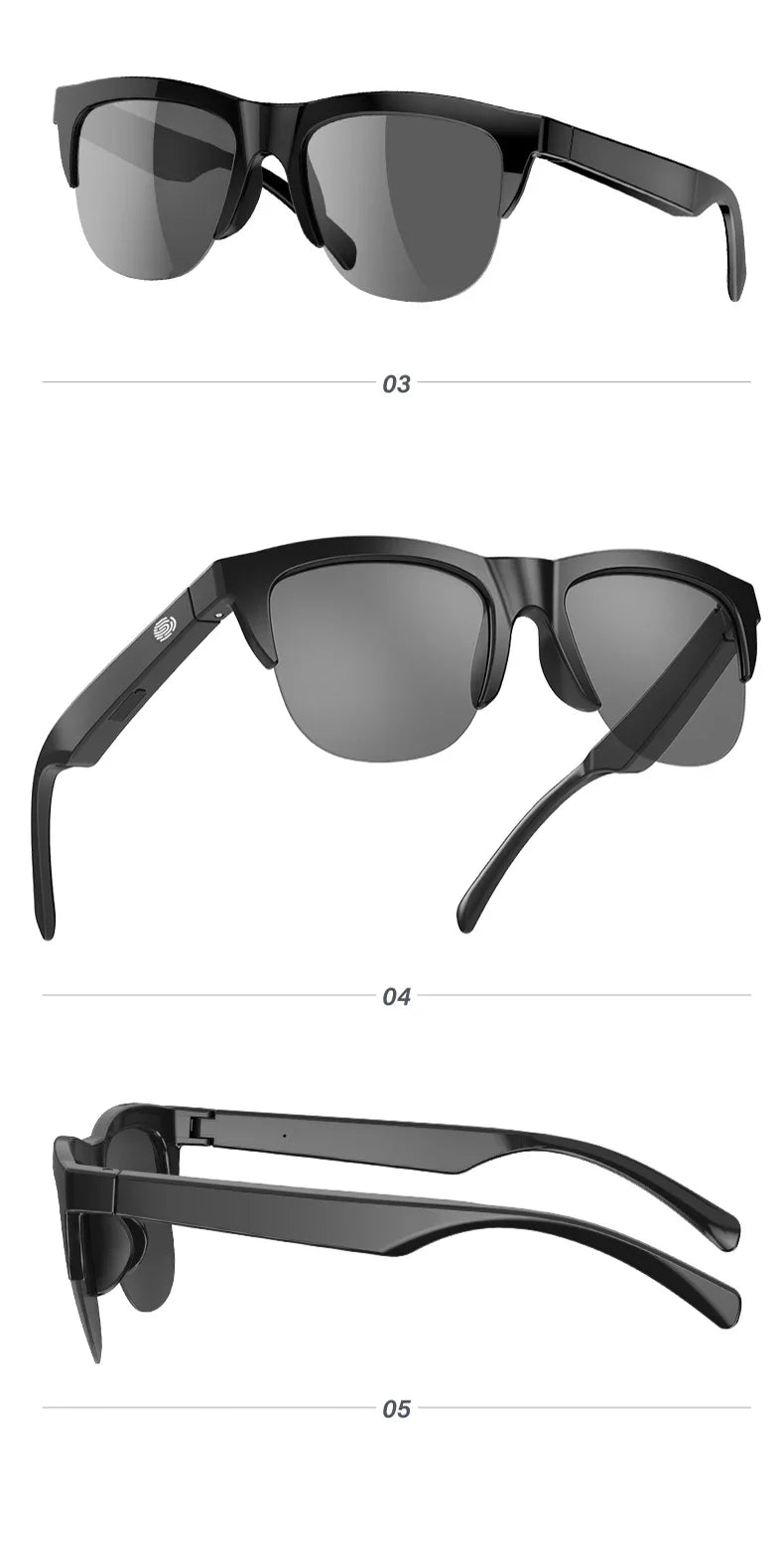 Nuevas gafas de sol inteligentes Bluetooth V5.3 llamadas, auriculares para deportes al aire libre, tecnología negra HIFI, antitouch UV para hombres y mujeres