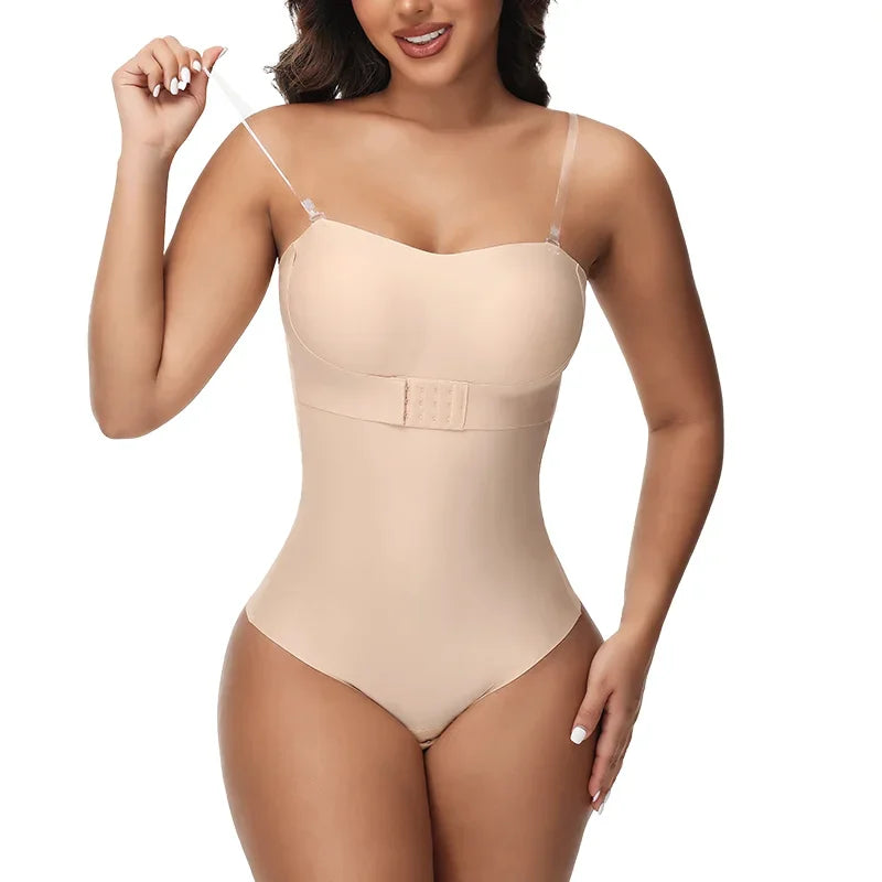 Faja moldeadora de cuerpo con correa extraíble para mujer, S-4XL Sexy, sujetador acolchado con cierre frontal, Body Hipster, ropa moldeadora con Control de barriga, Tanga
