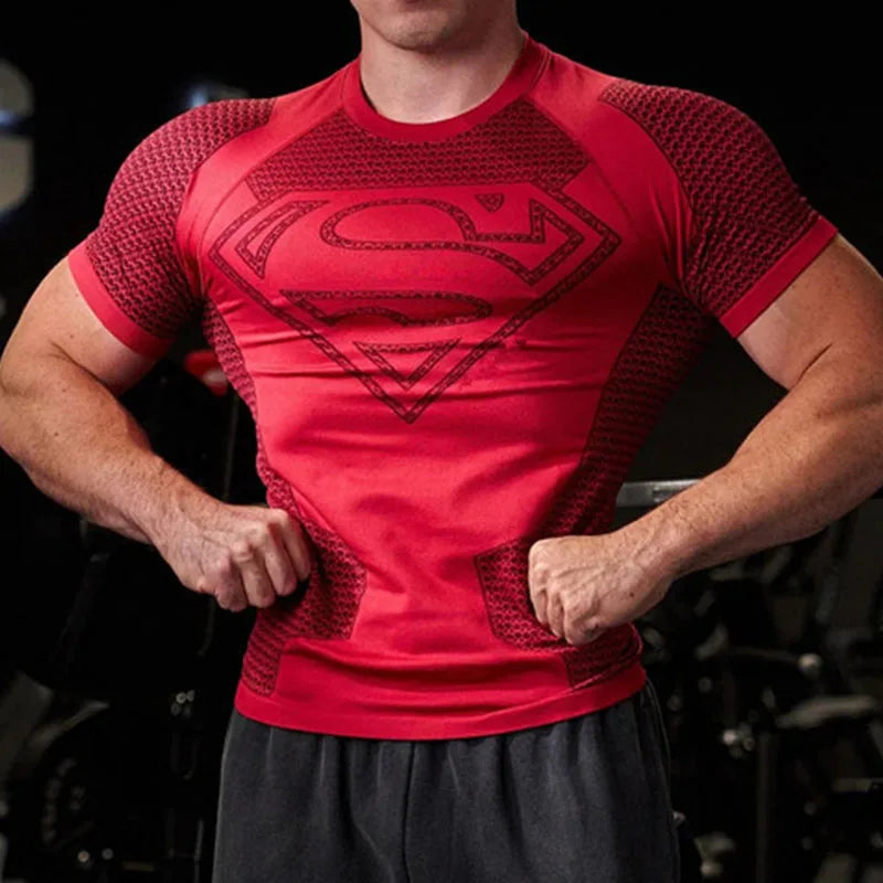 Camiseta deportiva de secado rápido para hombre, camiseta de entrenamiento ajustada de alta elasticidad, transpirable, para verano, gimnasio, Top deportivo de manga corta a la moda