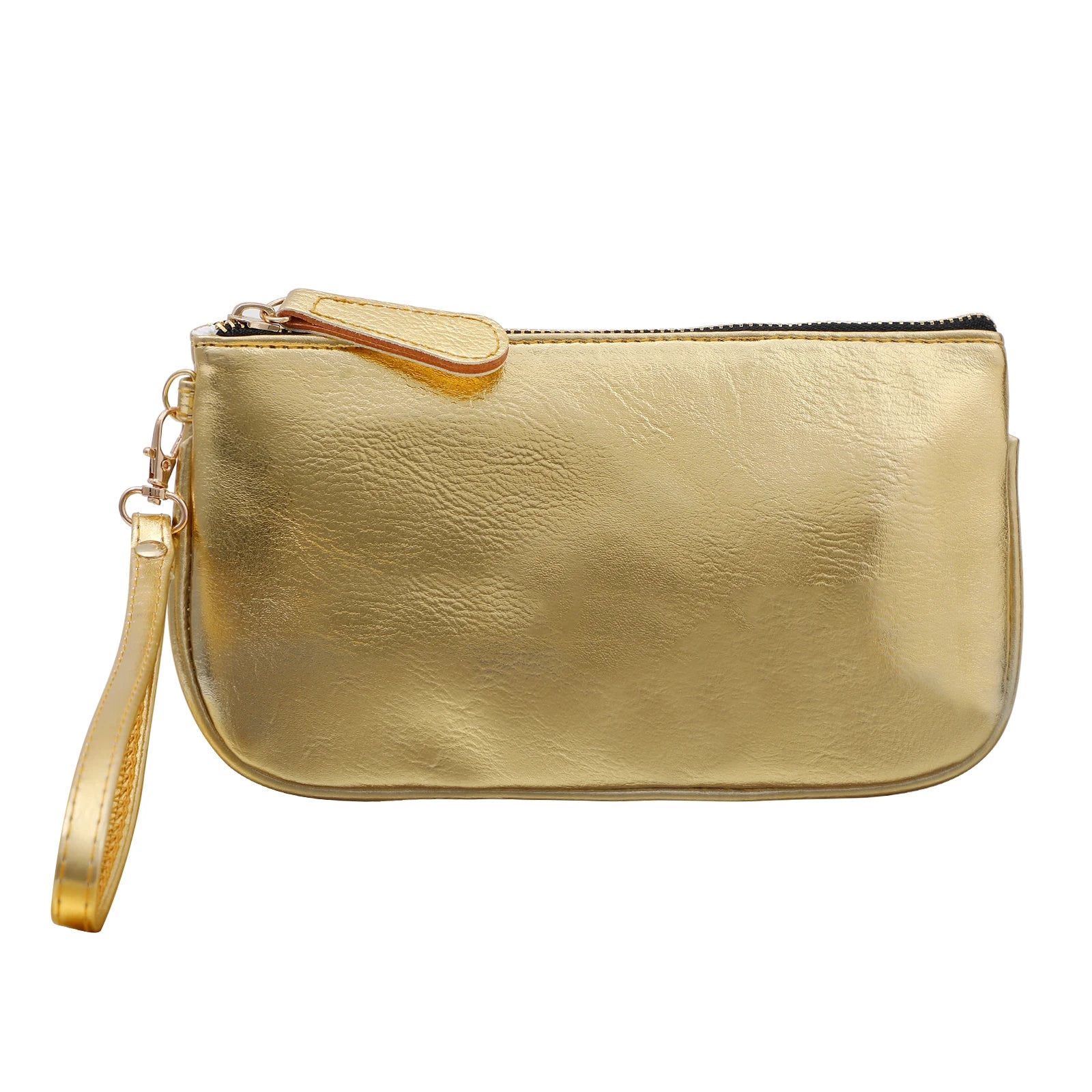 Bolso de mano de cuero vegano para mujer, bolso clásico pequeño minimalista multicolor, cartera de pulsera sólida, bolso de viaje, estuche para cosméticos
