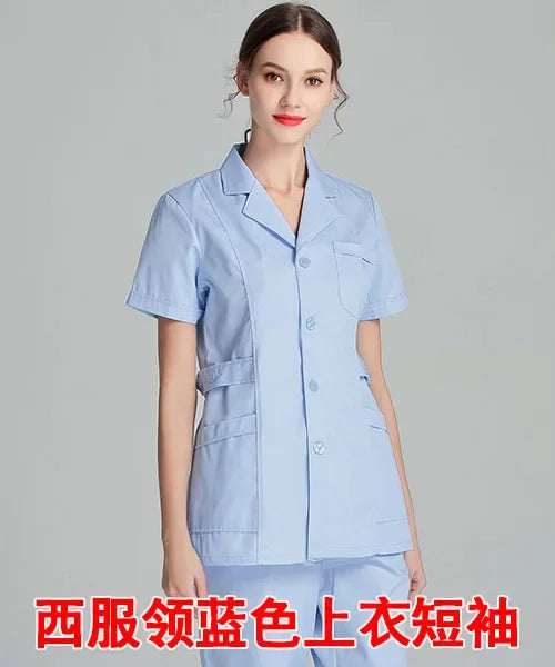 Uniformes de enfermera de manga larga azul, bata de laboratorio, uniforme de médico para mujer, prendas de vestir, ropa médica, ropa de trabajo de salón de belleza
