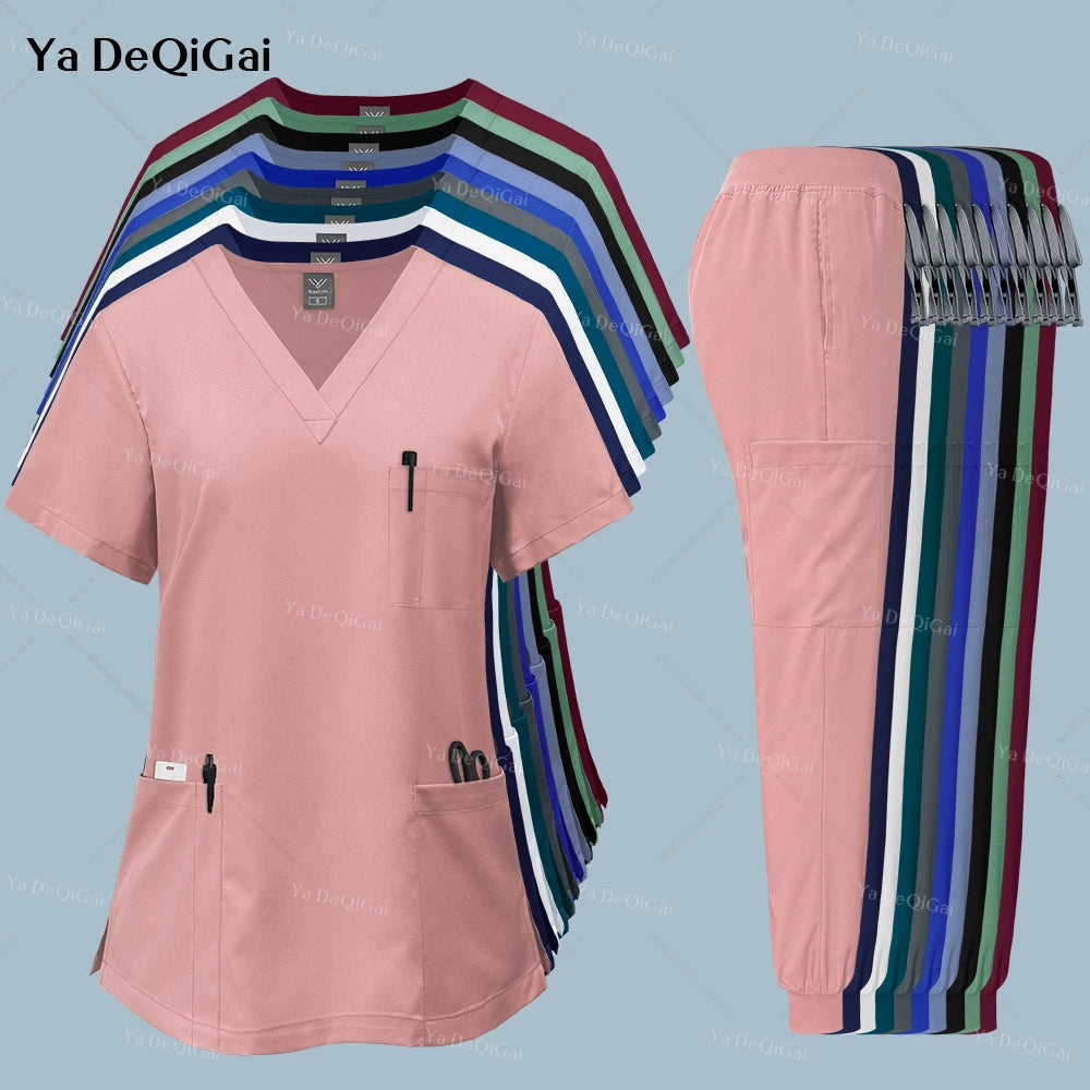 Uniforme clínico rosa para mujer, ropa de trabajo de farmacia, uniforme de enfermera, uniformes de cirugía Dental Oral para médico de Hospital, conjuntos de batas médicas,