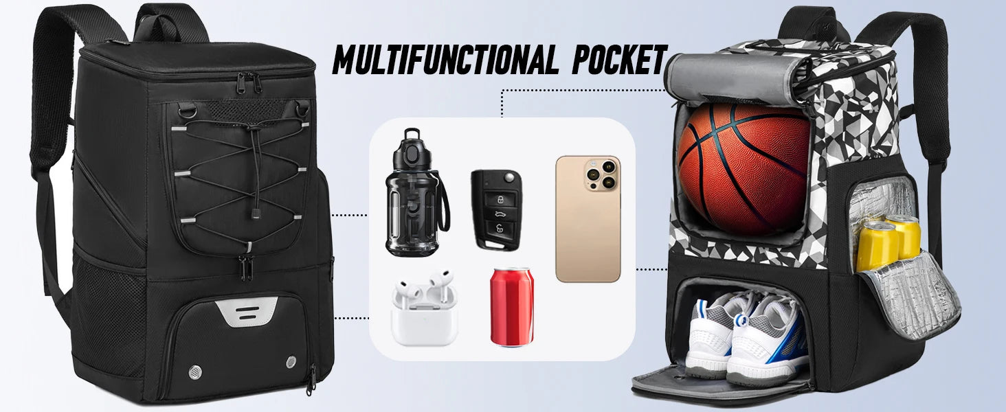 Equipo de entrenamiento deportivo Mochila de baloncesto con soporte para pelotas separado y compartimento para zapatos Mochila de gimnasio para baloncesto y fútbol