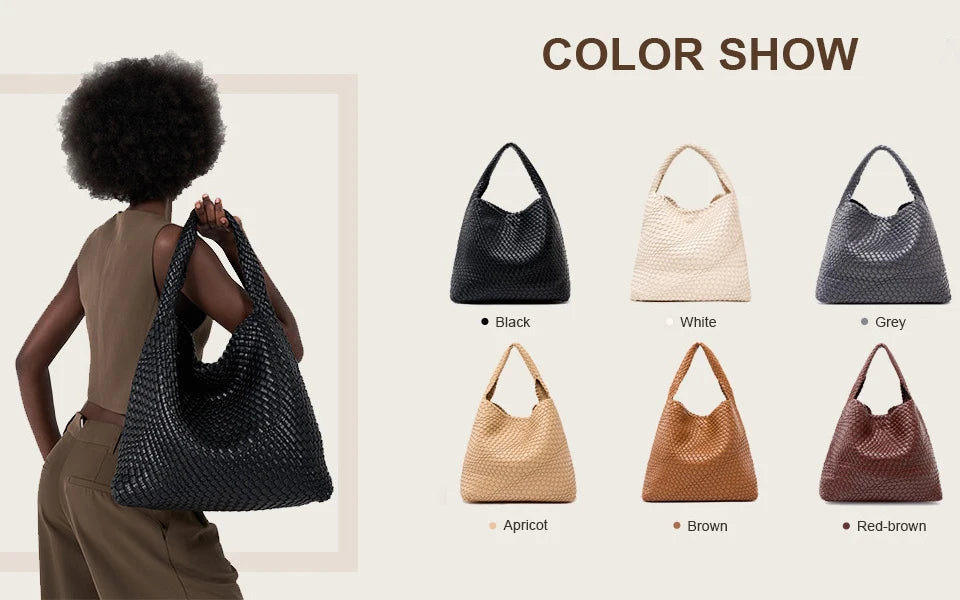 Bolso de mano tejido para mujer, bolso grande tejido, bandolera de cuero suave, bolso de trabajo, comprador, bolso de viaje de playa de verano con monedero