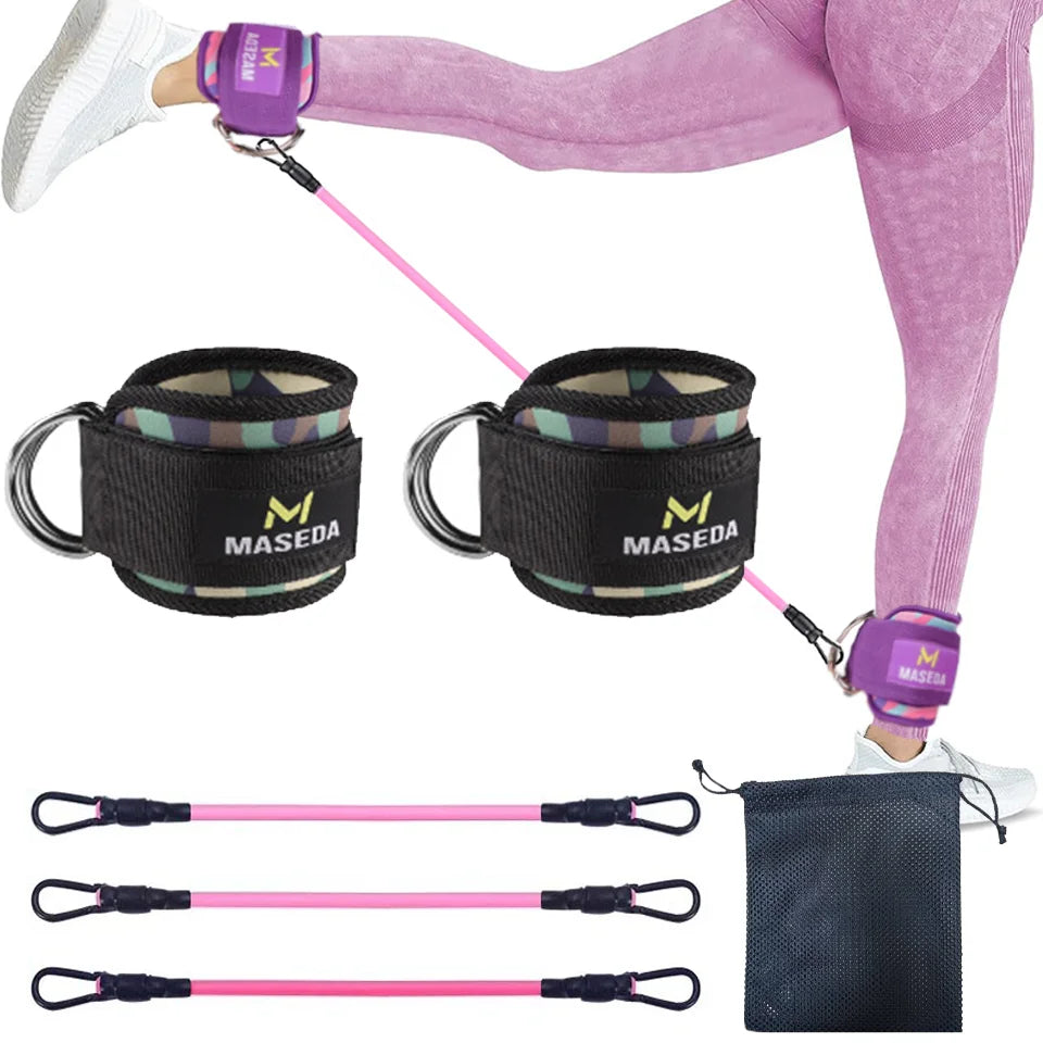 LOOGDEEL-Puños de tobillo con soporte de anillo en D, bandas de resistencia, correas de tobillo, Fitness, Yoga, extensión de fuerza de piernas, protector de gimnasio Unisex