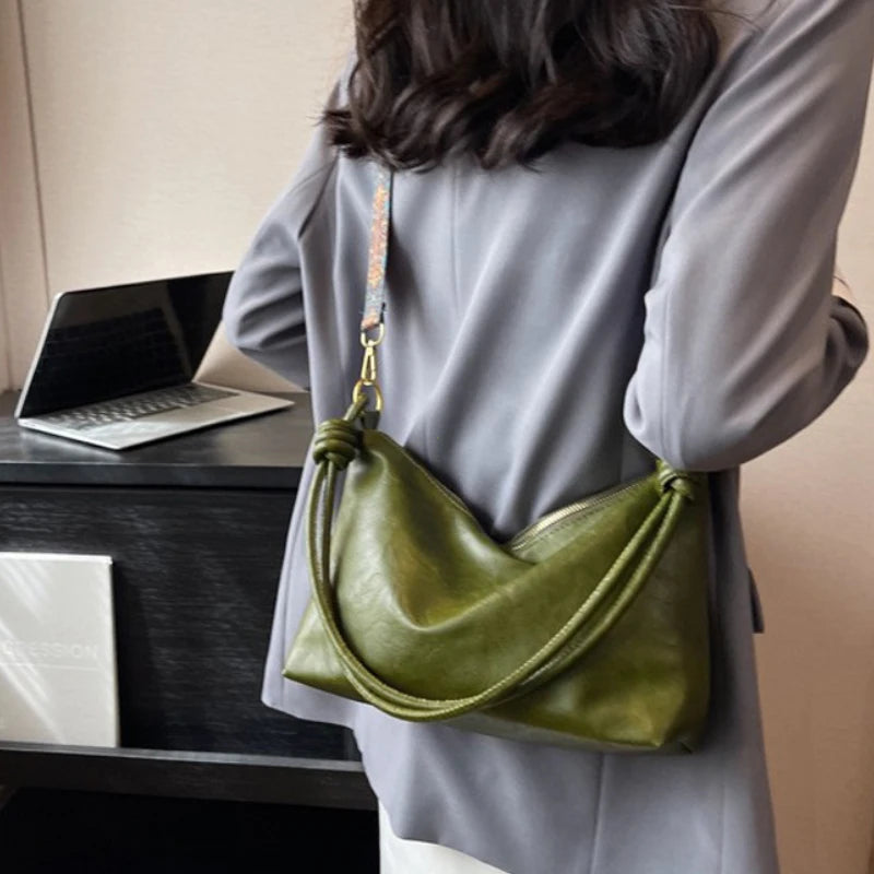 Nuevo bolso de mujer a la moda, textura de cuero suave de alta gama, bolso de un solo hombro, bolso cruzado para mujer, hombro ancho geométrico