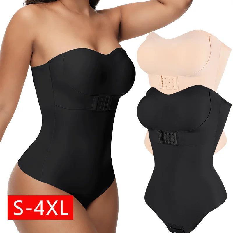 Faja moldeadora de cuerpo con correa extraíble para mujer, S-4XL Sexy, sujetador acolchado con cierre frontal, Body Hipster, ropa moldeadora con Control de barriga, Tanga