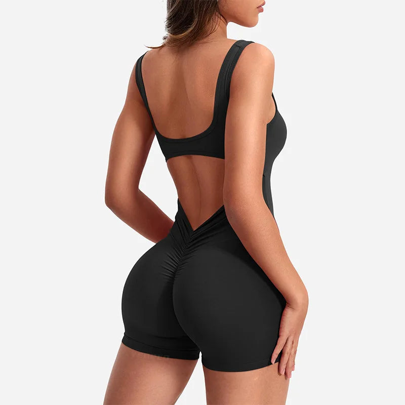 Ropa de gimnasio para Mujer, peleles sexys ajustados con cuello cuadrado y espalda descubierta