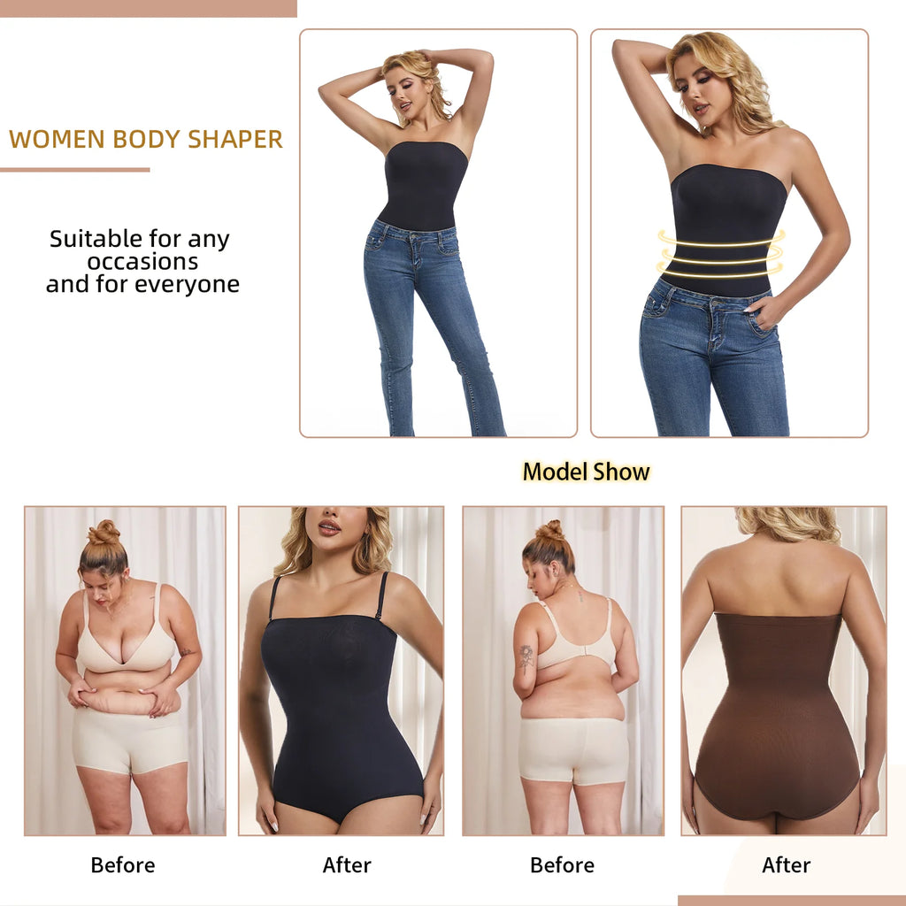 Body sin tirantes para mujer, ropa moldeadora sin costuras, Tops Tude, moldeador de cuerpo, entrenador de cintura de compresión, levantador de glúteos con realce, moldeador sin espalda