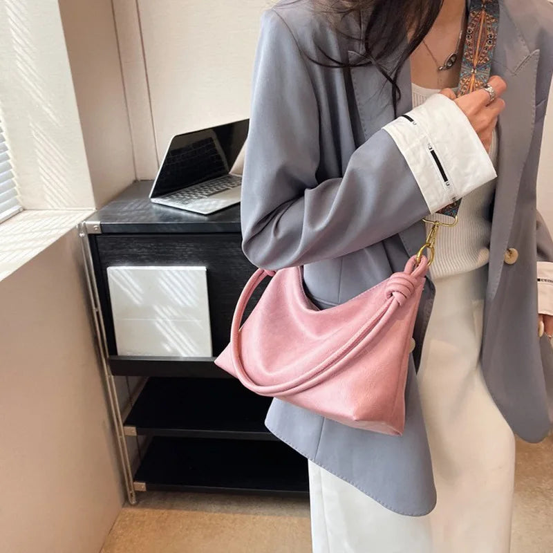 Nuevo bolso de mujer a la moda, textura de cuero suave de alta gama, bolso de un solo hombro, bolso cruzado para mujer, hombro ancho geométrico