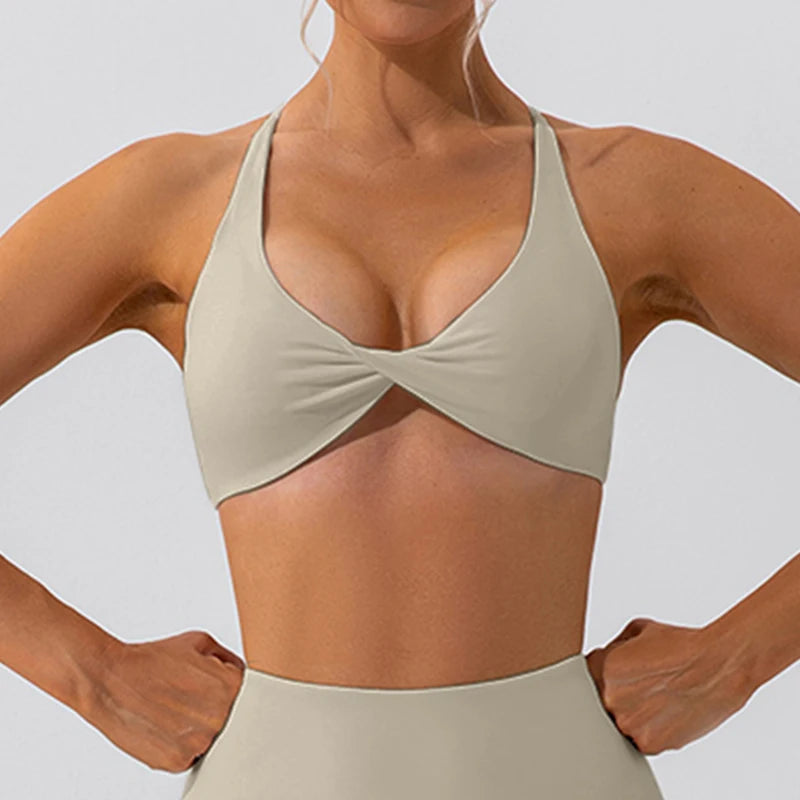 Sujetador deportivo con pliegues para mujer,