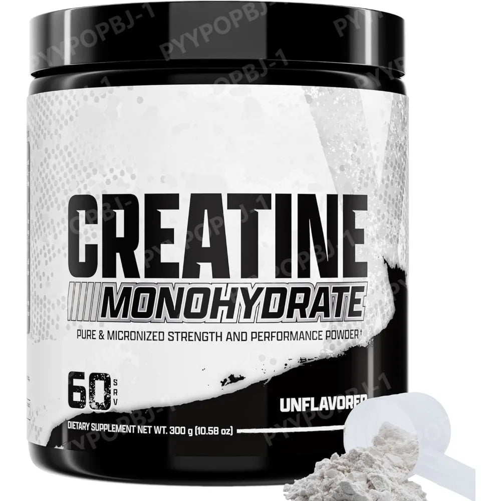 Creatina Monohidrato en Polvo, 60 Porciones, Sin Sabor, 5g de Creatina Micronizada, Sin Gluten