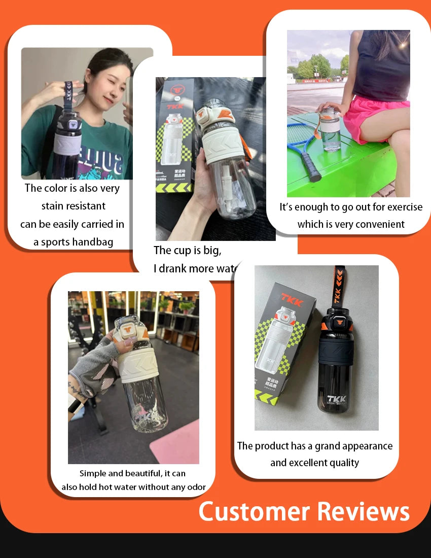 botella de agua deportiva Tritan sin BPA pajita portátil a prueba de fugas plástico Drinkware hervidor de Fitness al aire libre